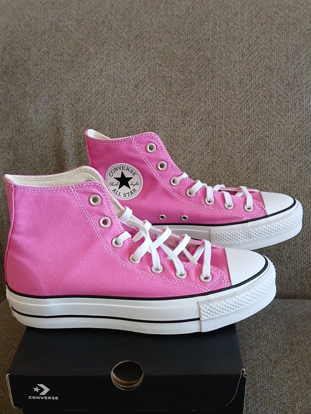 NIB Women's Pink Converse High Top Platform Canvas Chuck Taylor Sneakers, Size 8